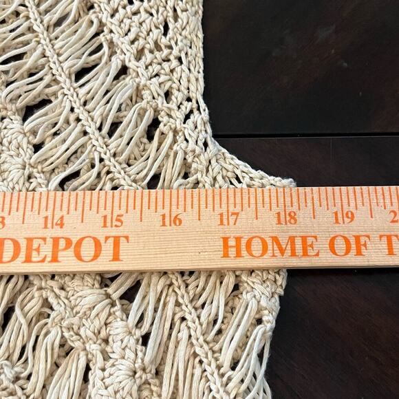 Double Zero Crochet Open Knit Cascade Vest Cardigan Medium Boho Sweater Top Y2K - Picture 10 of 11